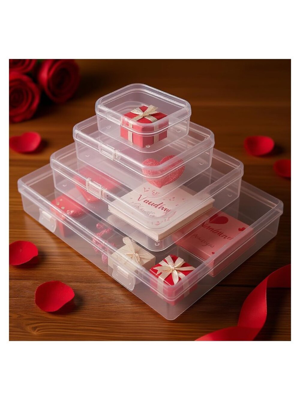 24pc Clear Plastic Organizer Boxes Rectangular Storage Containers - Picture 5 of 7